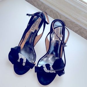 BADGLEY MISCHKA BLACK SATIN SANDAL